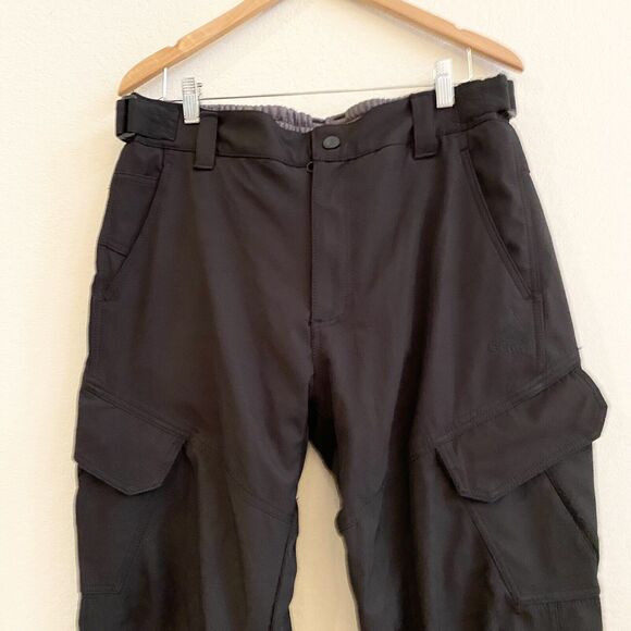 Gerry Pants Mens Large Black Cargo Snow Ski Grid Fleece Lined Zip Pockets - Picture 2 of 11